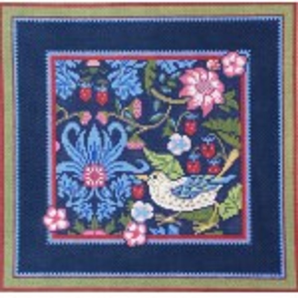 Wg12510 sm Strawberry Thief 12" Square  13 ct  Whimsy And Grace