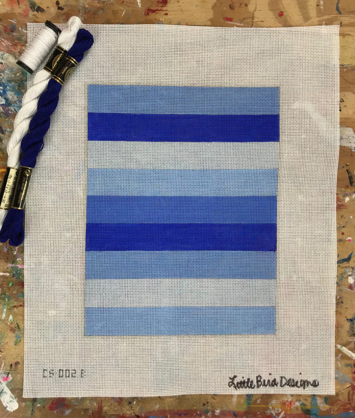 CS-002B Blue Stripe Color Studies  7″ x 9″ 18 Mesh  Little Bird Designs