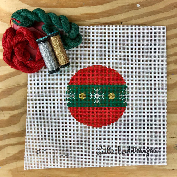 RO-020 Red with green band 3.5" Diameter 13 Mesh Little Bird Designs