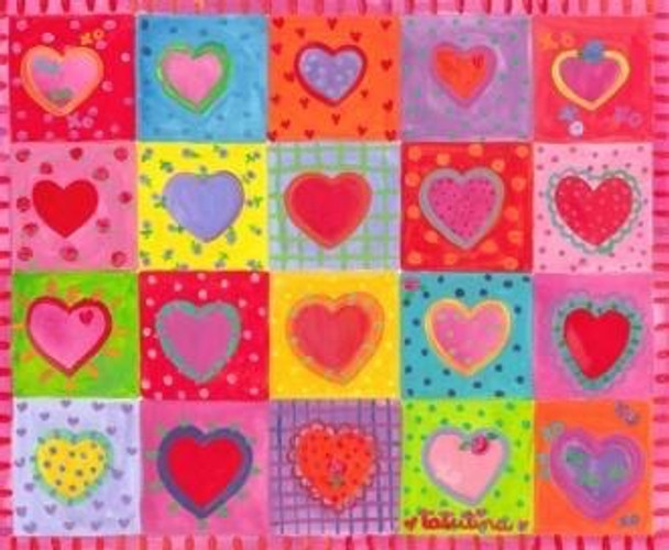 400 series:  415 Hearts Quilt 10 x 8  18 mesh art of Georgia Florena Shaban Tatutina Tango & Chocolate