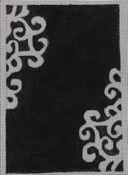 BYOB-F-9-18 FLAG TAB BLACK W/ WHITE SWIRL 4 x 6 18 Mesh  Hillary Jean Designs