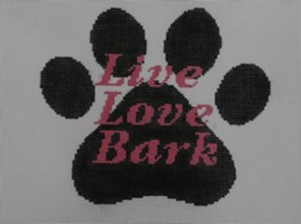 O135  Live Love Bark 6 x 5.25 18 Mesh Kristine Kingston Needlepoint Designs