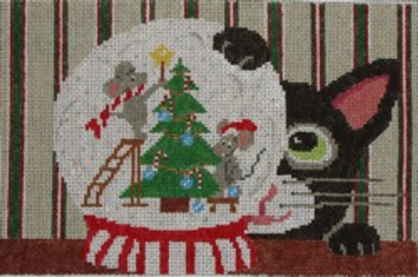 137-18	Cat w Snowglobe	7x5.5 18 Mesh Pajamas and Chocolate