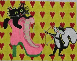 180-18	Valentine Cat	10 x 7 18 Mesh Pajamas and Chocolate