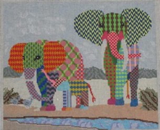 228-18 Colorful Elephants 11.5x8 18 Mesh Pajamas and Chocolate