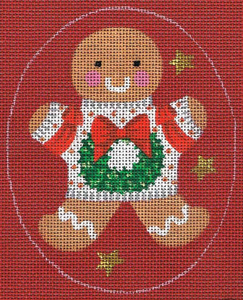 8365 Ginger Wreath Leigh Designs 18 Mesh 4" x 5" Gingerbread  Canvas Only Inquire If Stitch Guide Is Available