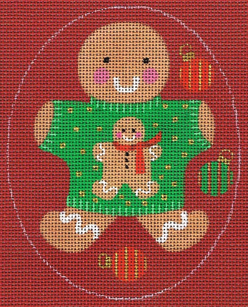 8363 Ginger Boy Leigh Designs 18 Mesh 4" x 5" Gingerbread  Canvas Only Inquire If Stitch Guide Is Available