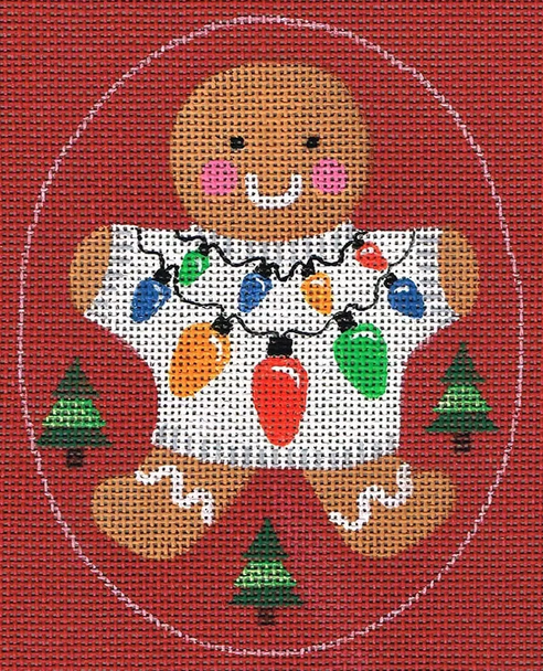 8361 Ginger Lights Leigh Designs 18 Mesh 4" x 5" Gingerbread  Canvas Only Inquire If Stitch Guide Is Available