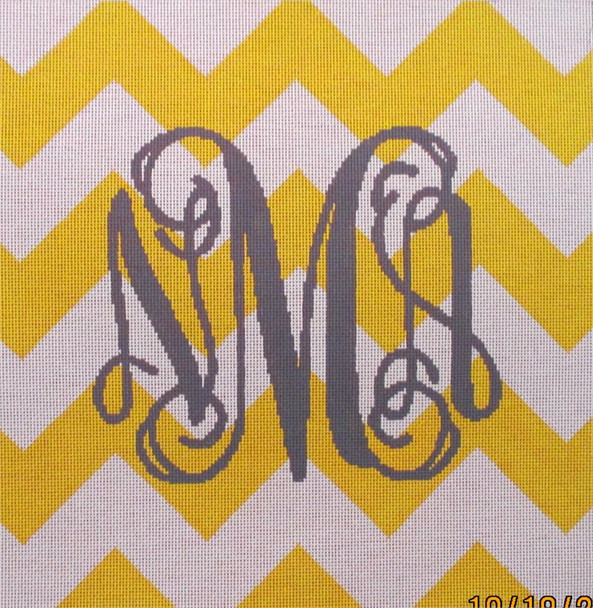 PLU-001 The Point Of It All Yellow & White Chevron 14 x 14  Mesh No Monogram