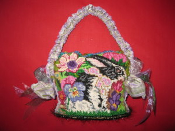 F-087 The Point Of It All Mini Bunny Basket 5 x 4 18 Mesh Shown Finished 