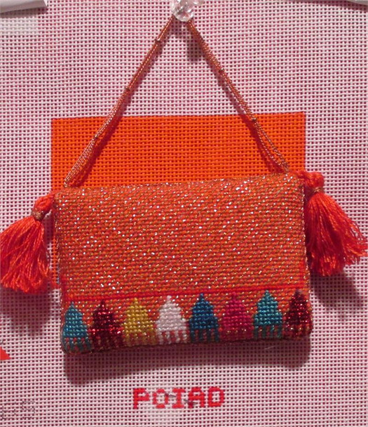 XO-265 The Point Of It All Designs Tassel Purse Ornament 3.5 x 2.5 18 Mesh Shown Finished 