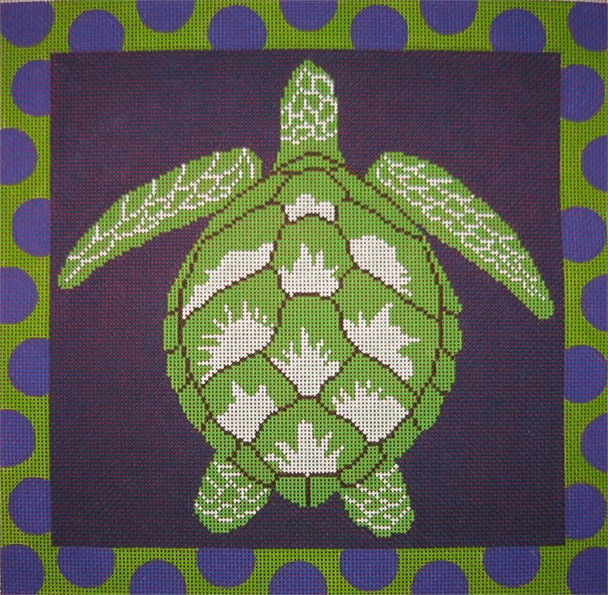P-399 The Point Of It All Turtle w/Polka Dot Border 13 x 13  18 Mesh 