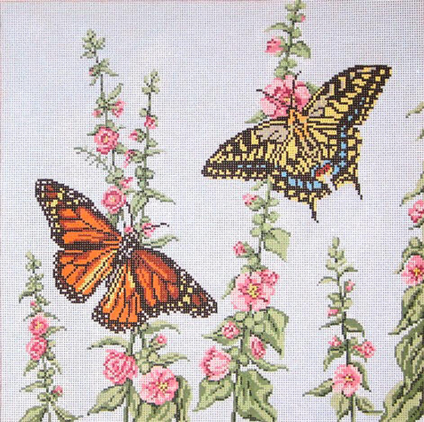 #2505 Butterfly Garden Square 13 Mesh  -  14" Square   Needle Crossings