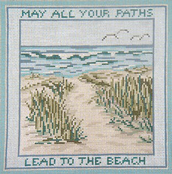 #92 Beach Path w/ Saying 13 Mesh  -  8-1/2" Square Needle Crossings