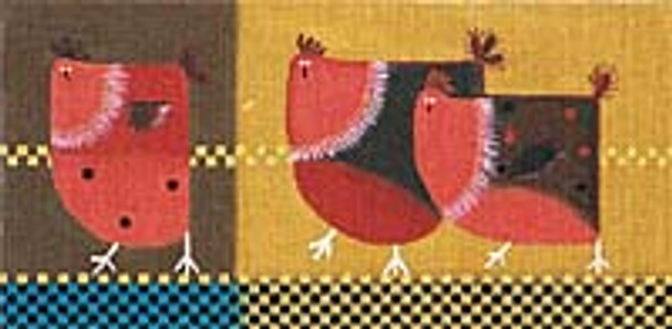 Maggie & Co. M-547 Checkerboard Chickens © Govinder 5-1/2 x 11 18M With Stitch Guide