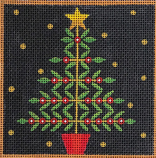 Maggie & Co. M-1992 Tree With Leaves © Stephanie Stouffer 4 x 4" 18 Mesh