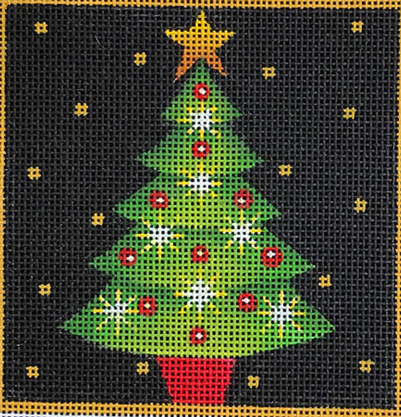 Maggie & Co. M-1993 Tree With Stars © Stephanie Stouffer 4 x 4" 18 Mesh