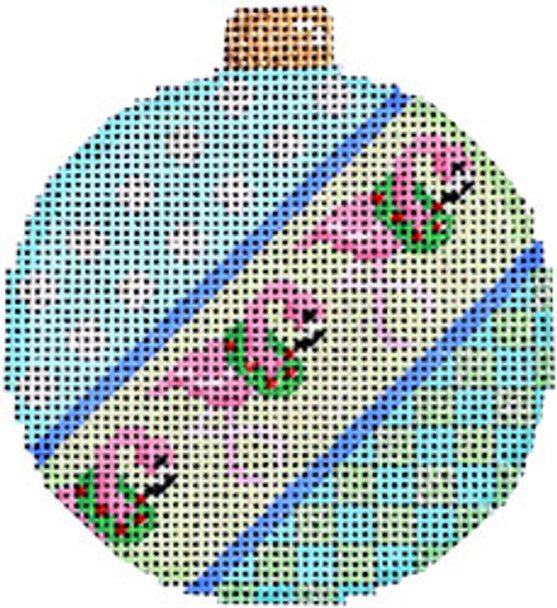 CT-1837 Dots/Flamingos/Check Ball Ornament 3x3.25 18 Mesh Associated Talents 