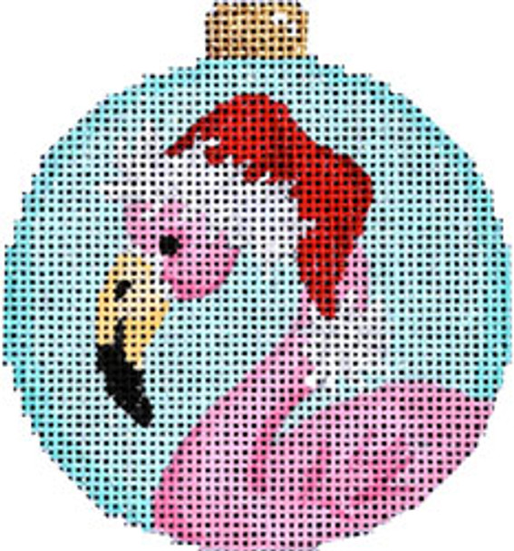 CT-1835 Flamingo/Santa Hat Ball Ornament 3x3.25 18 Mesh Associated Talents 