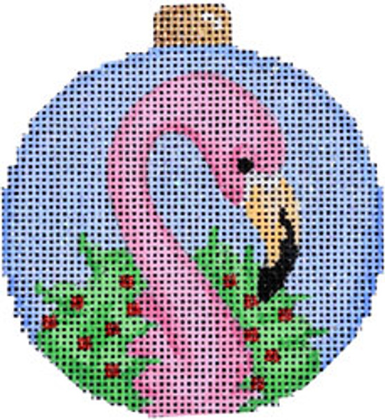 CT-1834 Flamingo/Wreath Ball Ornament 3x3.25 18 Mesh Associated Talents 