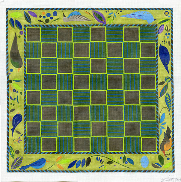 ZE48 Zecca Game Board with Birds 13  mesh 18” x18"