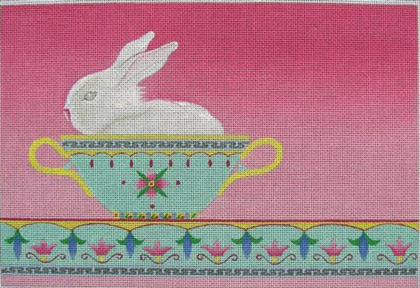 ZE453 Zecca Bunny in a Soup Bowl  11" x 7.5" 18 Mesh