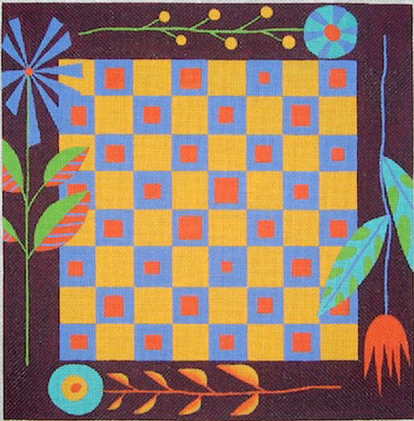 ZE407 Zecca Leaves Game Board includes ribbon to border game 11" x 11"  18 Mesh