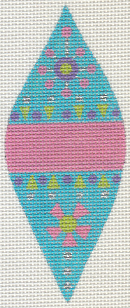 ZE557 Zecca Aqua drop Orn w/ ribbon & sg 2" x 5" 18 Mesh
