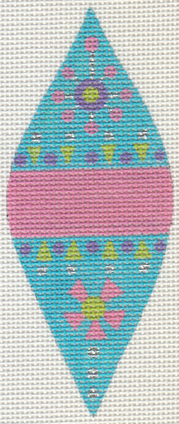 ZE557 Zecca Aqua drop Orn w/ ribbon & sg 2" x 5" 18 Mesh