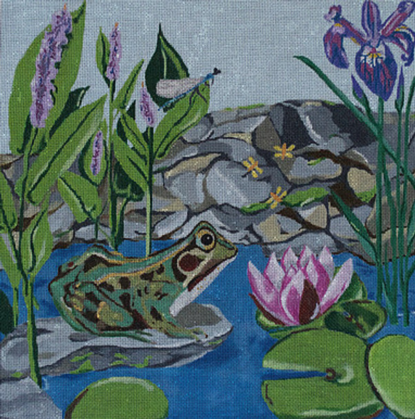 JKNA-035  Frog Pond 13"x13" 18 Mesh Judy Keenan NeedleArts  (Canvas And Thread)