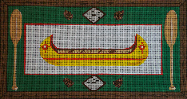 JKNA-042 Yellow Canoe with Frame  15.75"x 8.25"18 Mesh Judy Keenan NeedleArts  (Canvas And Thread)
