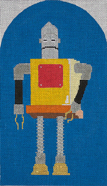 JKNA-055 Yellow Stand-Up Robot  5.5"x 9" 18 Mesh Judy Keenan NeedleArts  (Canvas And Thread)