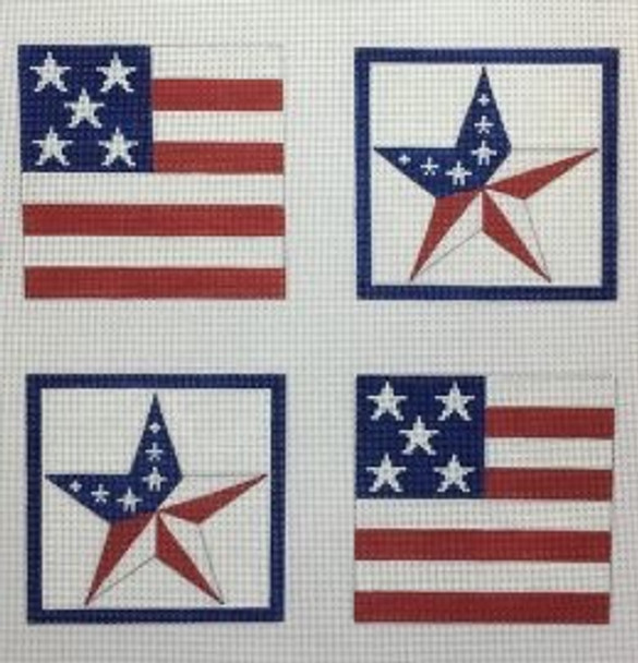 CS04 Patriotic Coasters four Each 4 Sq 18 Mesh Pepperberry Designs