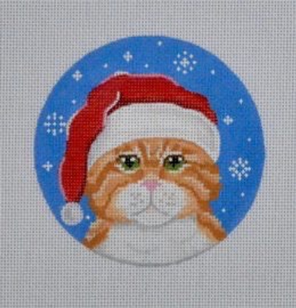 CT01 Orange Tabby Cat Santa 4 Dia. 18 Mesh Pepperberry Designs