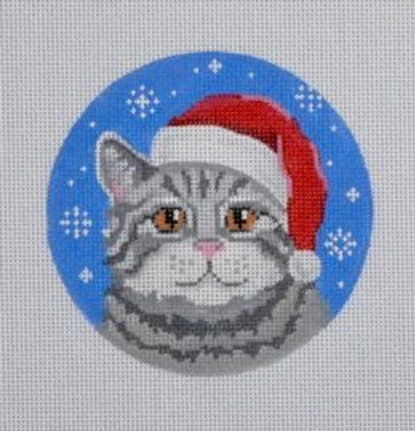 CT02 Grey Tabby Cat Santa 4 Dia. 18 Mesh Pepperberry Designs