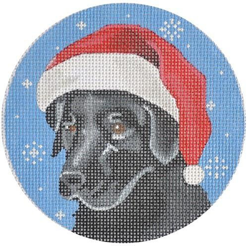 DG03 Black Lab Santa. 18 Mesh 4" Diameter Pepperberry Designs