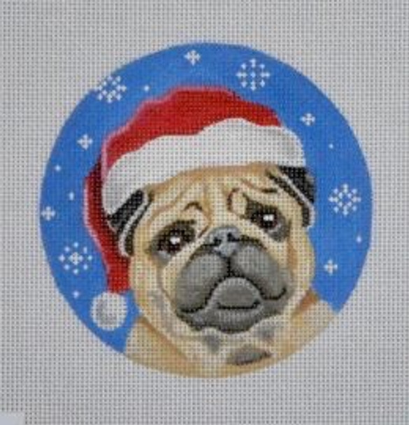 DG15 Pug Santa 4 Dia. 18 Mesh Pepperberry Designs