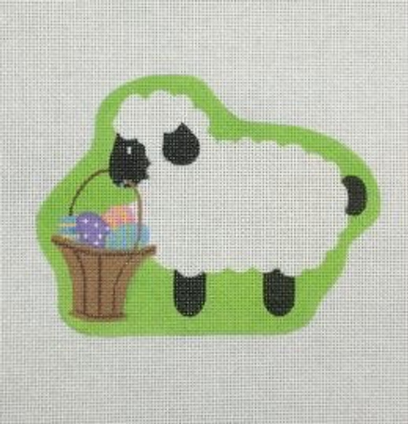 EA07 Lamb w/Basket 5.5 x 4 18 Mesh With Stitch Guide Pepperberry Designs