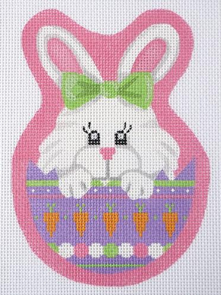 EA10 Peeking Bunny 3.75 x 5 18 Mesh With Stitch Guide w/embellishments Pepperberry Designs