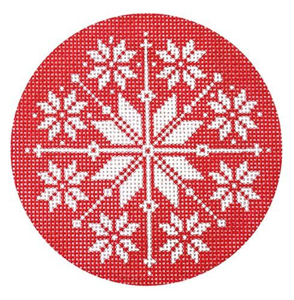 NOR02 Red /White Nordic Snowflake 4” Dia. 18 Mesh Pepperberry Designs 