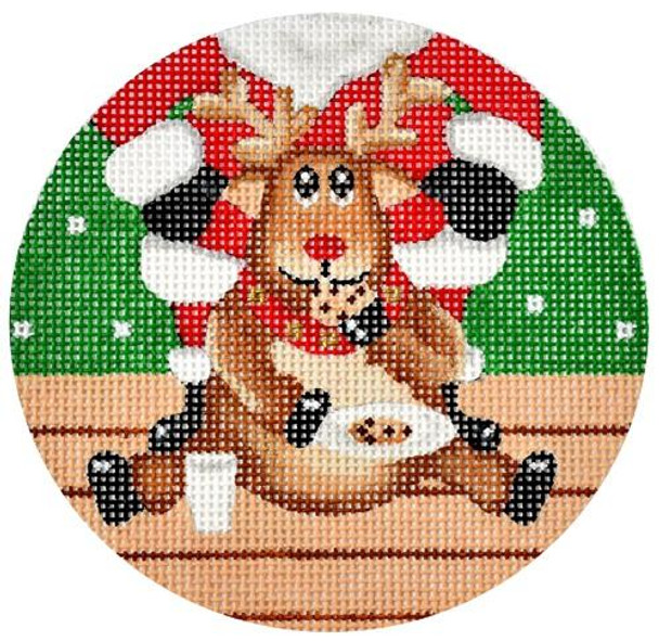 RNM02 Cookie Eating Reindeer 4 Dia. 18 Mesh Pepperberry Designs 