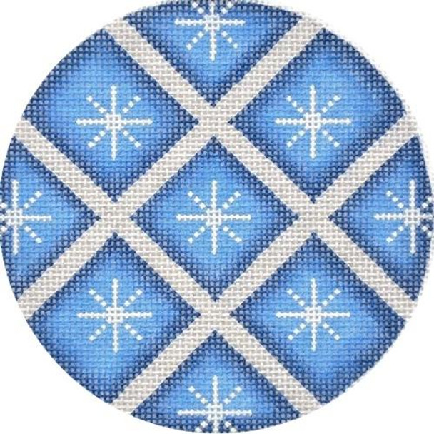 SF01  Quilted Snowflake, BLUE 4.25 Dia 18 Mesh Pepperberry Designs