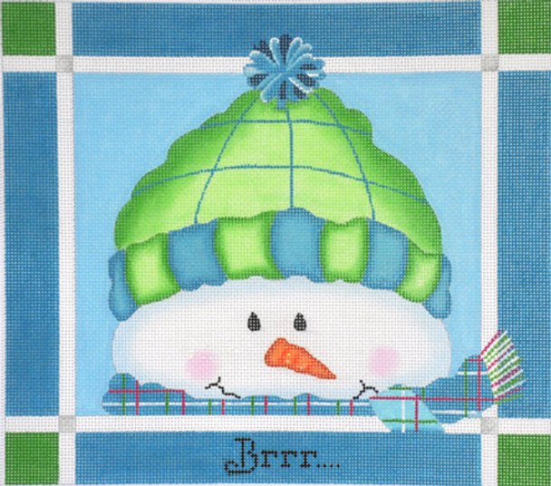 SN01 "Brrr..." Snowman  9.5 x 8 18 Mesh  With Stitch Guide Pepperberry Designs 