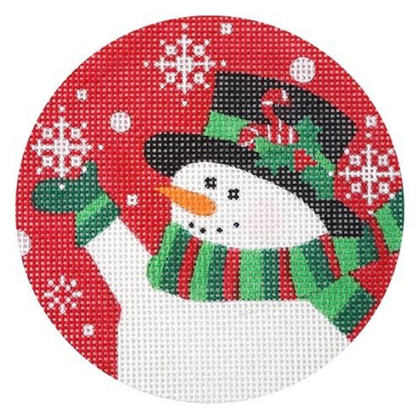 SN41 CandyCane Snowman Ornament 4 Dia. 18 Mesh Pepperberry Designs 