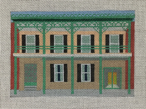 QS23 Gallier House (peach townhouse) 6x 4 18 Mesh Quarter Stitch Designs