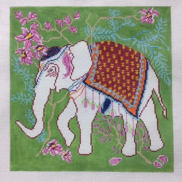 QS68 Elephant 11.5 x 11.5  13 Mesh Quarter Stitch Designs  Vintage Florals