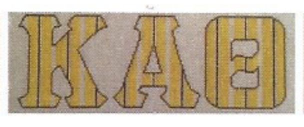 Sorority GL1-KAO Kappa Alpha Theta stripe letters 4.25" x 13" 13 Mesh Kangaroo Paw Designs