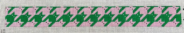 C110 Houndstooth Kitty - strap/keychain - pink & green  1 3/8 X 12 EyeCandy Needleart