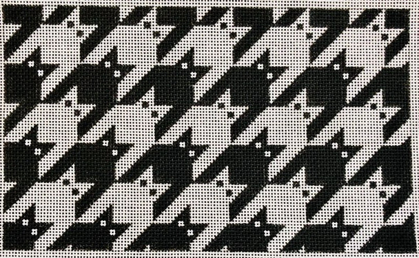 C111  Houndstooth Kitty - wristlet - black & white 4.5 X 7.5 EyeCandy Needleart