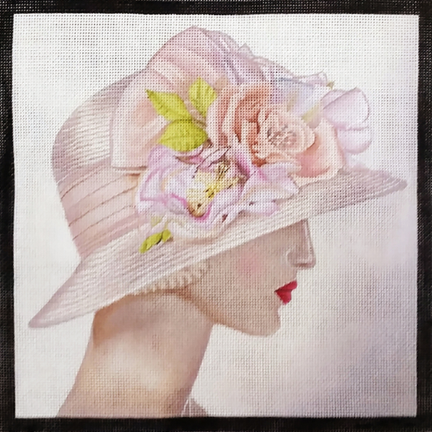 PH-2c Lady In Pink Hat 18 Mesh 9 x 9" Lani Enterprises 